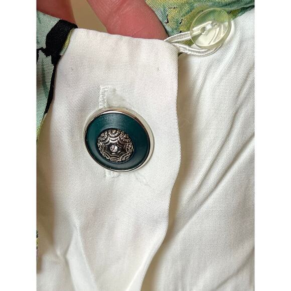 Vntg Melrose White Short Sleeve Chelsea Collar Floral Print Blouse Women's 6 NWT - Picture 2 of 5